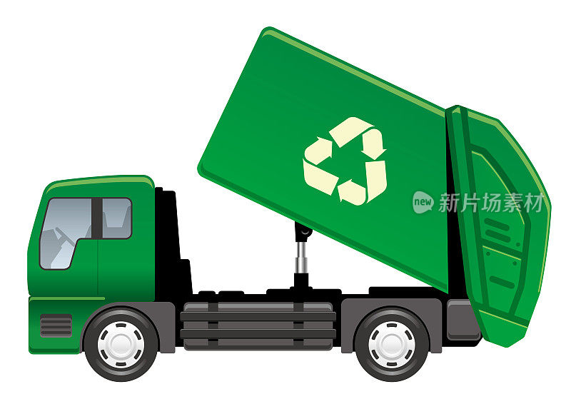 Garbage truck isolated on a white background.